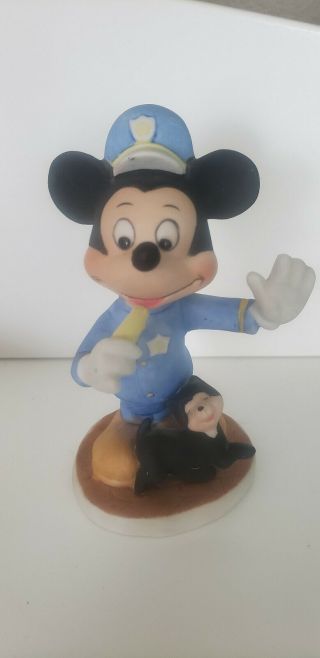 Vintage Walt Disney Productions Mickey Mouse Policeman Porcelain Bisque Figurine