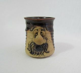 Vintage Peter Petrie Pottery Stoneware Funny Ugly Face Shot Glass Toothpick