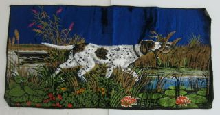Hunting Dog W/ Game Duck Vintage Velvet Wall Tapestry Rug Made In Italy 19x38