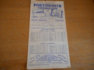Portsmouth V Liverpool 1951/2 December 15th Vintage Post