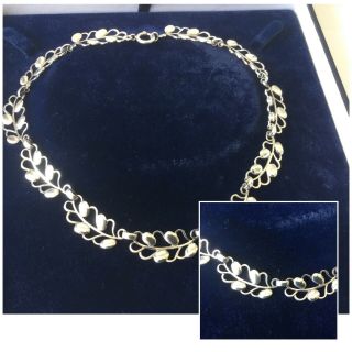Vintage Jewellery Stunning Fine Silver Foliage Leaves Design Choker Necklace