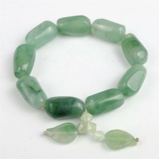 Vintage Ladies Costume Jewellery Green Jade Glass Expandable Bracelet Bangle