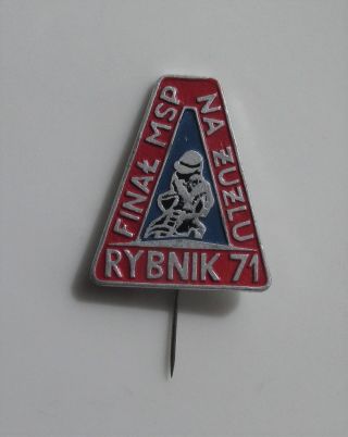 Speedway Final Msp Rybnik 71 Old Enamel Stick Pin Badge Vintage Retro Poland