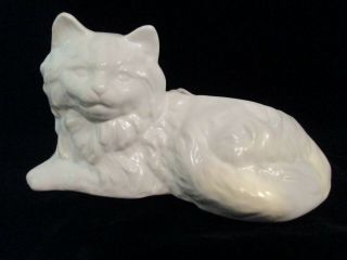 Vintage White Persian Cat Kitten W/ Bow Planter Ceramic Perfect No Flaws
