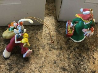Vintage Disney Roger Rabbit And Jessica Ornaments With Boxes