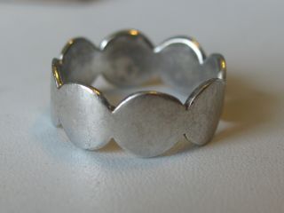 Vtg Sterling Silver Hand Crafted Scalloped Size 8 1/4 Ring Band 4.  5g