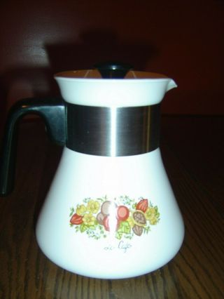 Vintage Corning Ware 6 Cup Teapot/coffee Spice Of Life Le Cafe P - 106,  Vgc