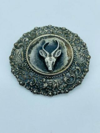 Vintage Simba Brooch Reg 130/59 With A Deer Theme.  Hand Made In Africa.