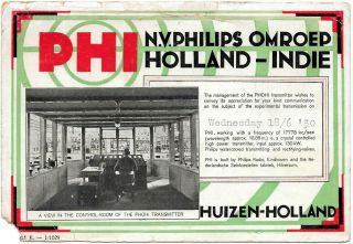 Vintage Ham Radio Qsl Cards Broadcast Radio Phi 1930 Huizen - Holland.