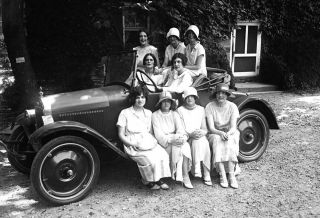 1924 Women In A Car,  Rock Creek Park,  Washington Old Vintage Photo 13 " X 19 "