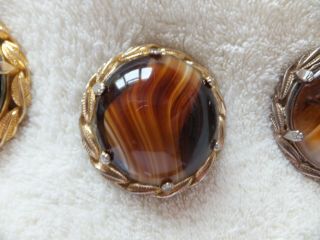 Vintage Costume Jewelry Marbled Glass Cab Brooches x3 4