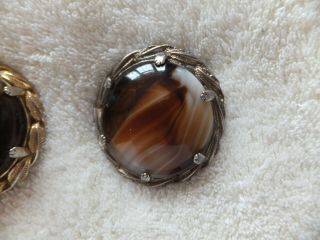 Vintage Costume Jewelry Marbled Glass Cab Brooches x3 5