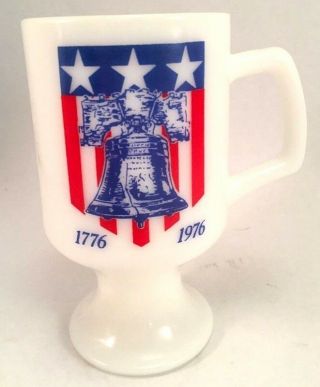 Vintage Milk Glass Coffee Mug Cup Philadelphia Bicentennial Liberty Bell 1776