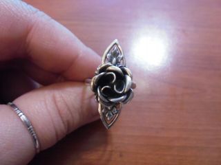 Vtg Sterling Silver Art Deco Rose Flower Adjustable Band Ring Size 7.  5 4.  6 Grams