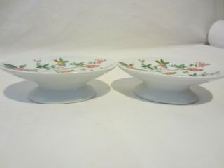 Jakson Oval Pedestal Spring Bird Ceramic Soap Dish - Set Of 2 Vintage