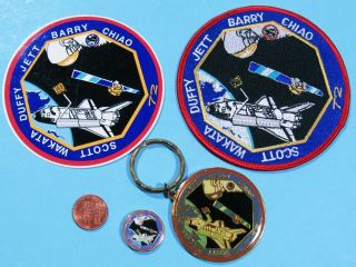 Nasa Keychain / Patch / Sticker / Pin Vtg Space Shuttle Endeavour Sts - 72 Chiao