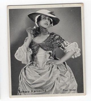Vintage 1933 Russian Ballet Dance Photograph Card Of Tamara Karsavina P017