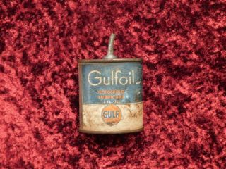 Vintage Lead Top Gulf Oil Household Lubricant Oil Can 2.  Oz Pittsburgh Pa