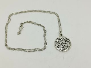 Fantastic Cute Vintage Solid Silver 925 Celtic Art Noveau Style Pendant & Chain