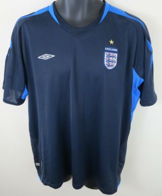 Vtg Umbro England Football Shirt Training Retro Soccer Jersey Camiseta 3 Lions L 2