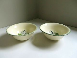 Vtg Poole Pottery Vineyard Hand Painted Soup Cereal Dessert Bowls Pair