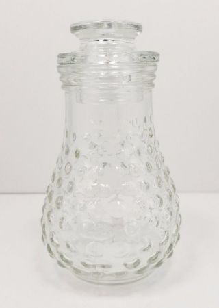 Vintage Hobnail Clear Glass Apothecary Jar Bottle Decanter Cruet 6 " Tall