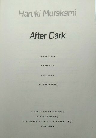 After Dark by Haruki Murakami (Vintage International Paperback,  2008) 4