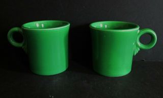 2 Antique Vintage 1950s Fiesta Color Green Coffee Mugs Vgc Hlc Kitchen