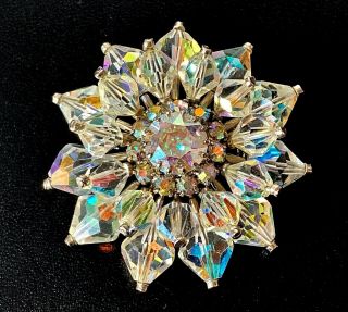 Vintage 50/60s Iridescent Aurora Borealis Glass Extra Sparkle Cluster Brooch