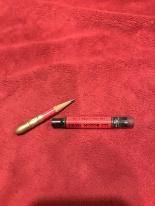 Vintage Bullet Pencil,  Davis Motor Co. ,  Plymouth And Dodge Dealer,  Unknown City.