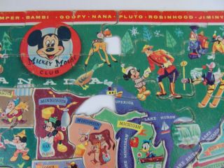 Vintage WALT DISNEY UNITED STATES MAP CHARACTER PUZZLE Mickey Mouse Jaymar 3