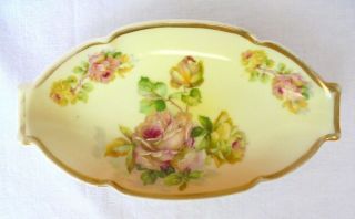 Rs / Dc.  Prussia Porcelain Gilded Porcelain Hand Painted Nut/ Candy Dish Vintage