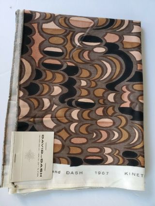 Vintage Mid Century David And Dash Fabric Sample 23x34 Kinetics On Utopia Cocoa