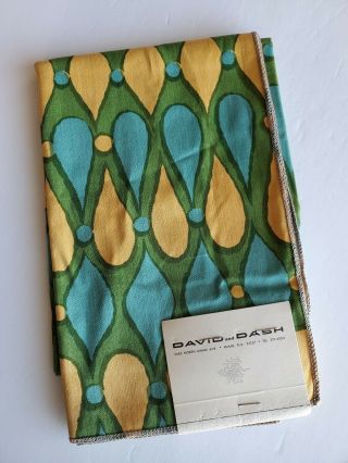 Vintage Mid Century David And Dash Fabric Sample 36×28 Tatoo On Utopia Olive