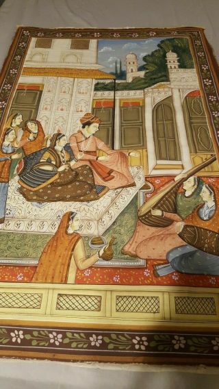 Rare Middle Eastern Painting.  On Silk? 36 " T X 22 1/2 " W.