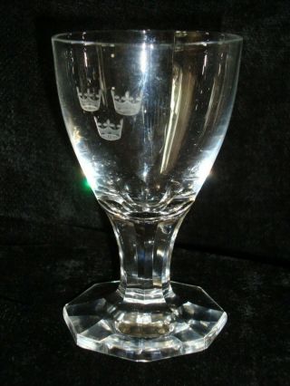 Vintage Orrefors 3 Crown Glass Goblet - Signed & Dated 1948