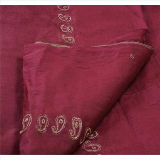 Tcw Vintage Saree 100 Pure Silk Hand Embroidered Craft Fabric Sari Zari 4