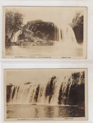 Vintage Postcard 2 X Milstream Falls Herberton North Queensland 1900s Rppc