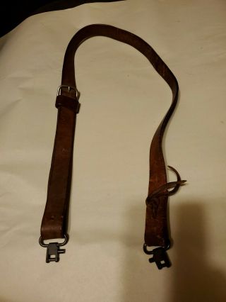 Vintage Leather Buckle Sling 15/16 " Wide Rifle Sling With Swivels