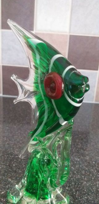 Retro Vintage Murano Style Green Angel Fish - Hand Blown Glass Ornament 3
