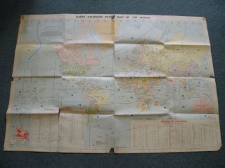 1970s Vintage Radio Amateur Callbook Inc Usa 90zone Prefix Map Of The World Fair