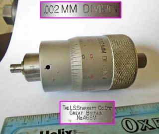 Vintage Ls Starrett Gb Large Metric Micrometer Head No:468m Reads To 0.  002mm