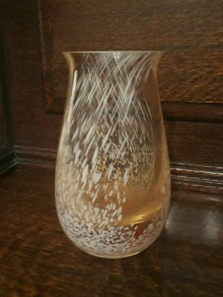 A Vintage Caithness Art Glass Vase - Amber And White