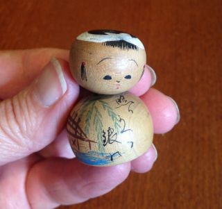 Small 3.  5cm 50yr,  Vintage Japanese Nodder Handmade Wood Kokeshi Doll baby girl 2