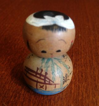 Small 3.  5cm 50yr,  Vintage Japanese Nodder Handmade Wood Kokeshi Doll baby girl 4