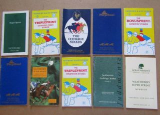 10 X Vintage Newbury Horse Racing Programmes / Racecards From The 1990s C
