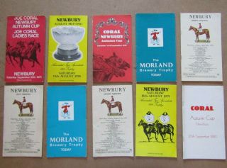 10 X Vintage Newbury Horse Racing Programmes / Racecards From The 1970s /80s