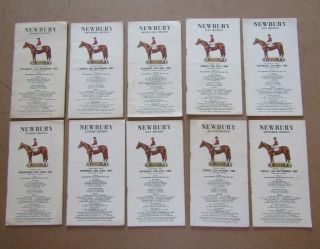 10 X Vintage Newbury Horse Racing Programmes / Racecards From The 1960s
