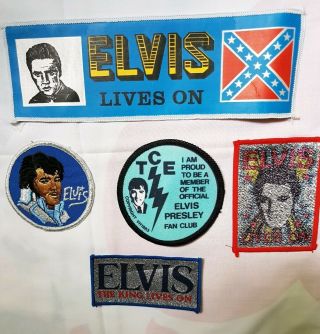 Five (vintage) Elvis Presley Cloth Patches,  Fab
