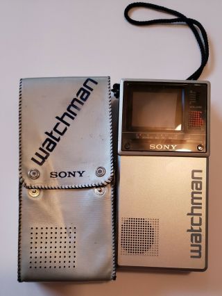 Vintage Sony Watchman Model Fd - 20a Black & White Portable Tv